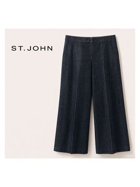 St. John Denim Trouser Wide Leg Pant Dark Wash Blue Women’s Size 12
